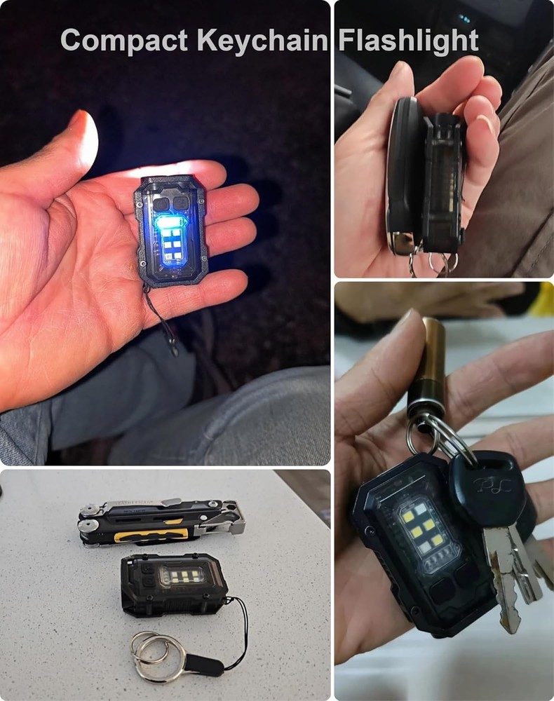 Pocket LED Flashlight Rechargeable, 500 Lumens Keychain Black
