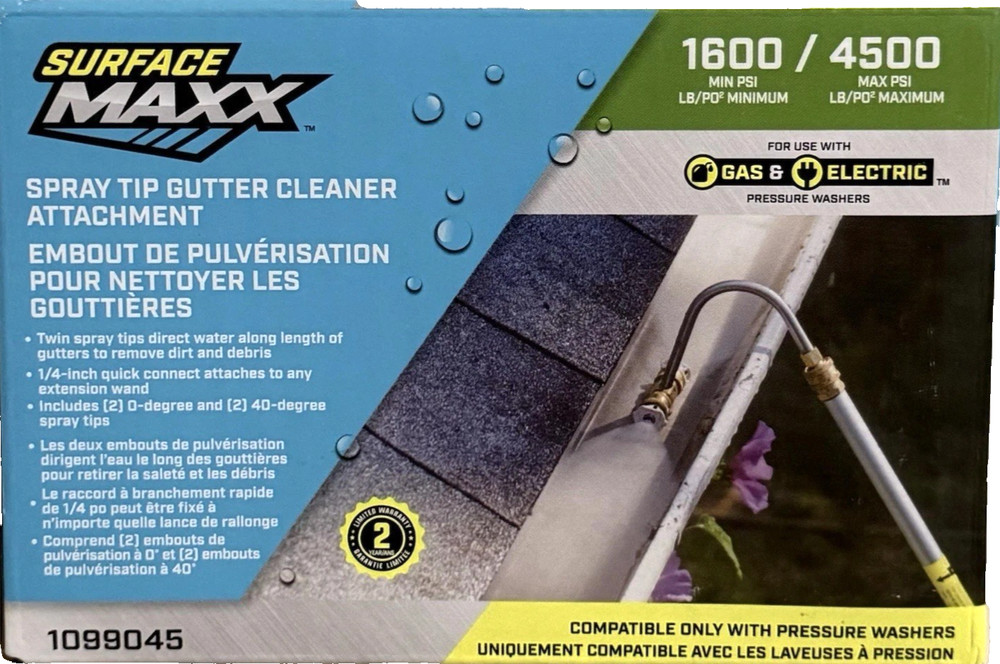 Surface Maxx Gutter Cleaner Spray Tip Attachment Compatible Pressure Washer NEW