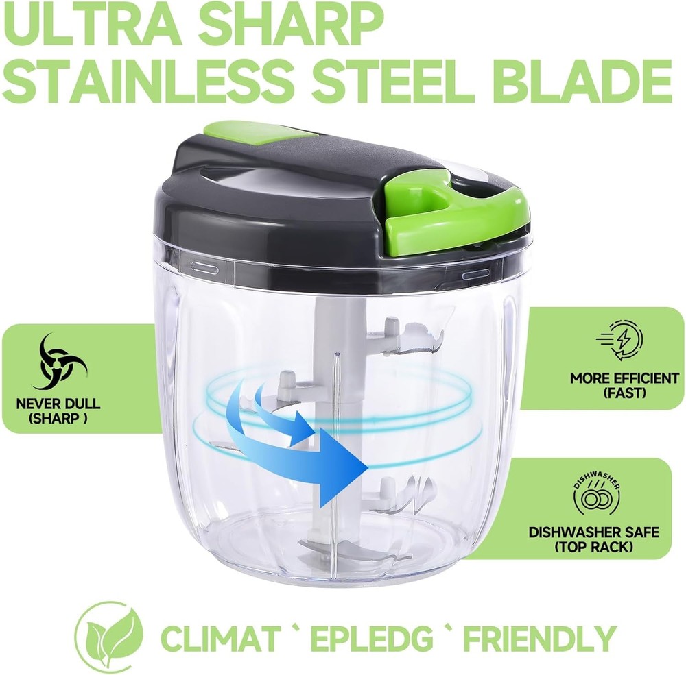 Manual Food Processor Vegetable Chopper, Portable Hand Pull String Garlic Mincer