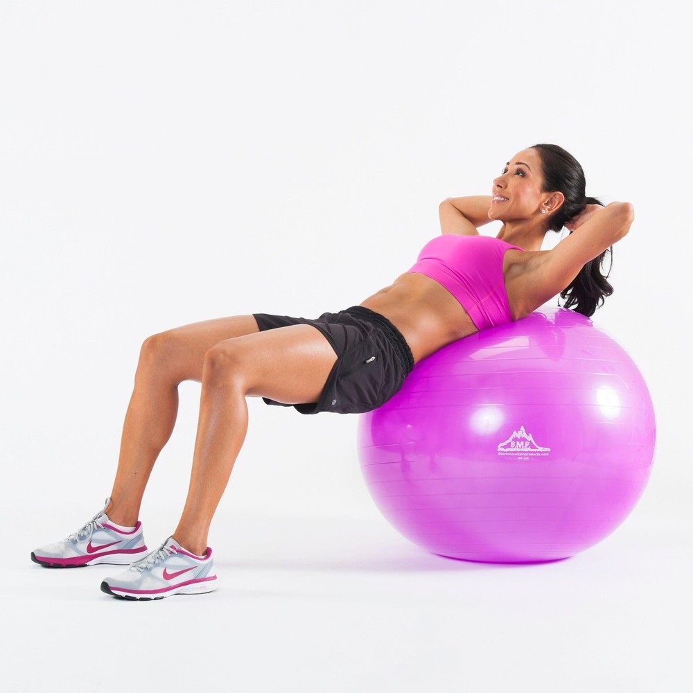 Black Mountain Products Static Strength Exercise Stability Ball with Pump,...