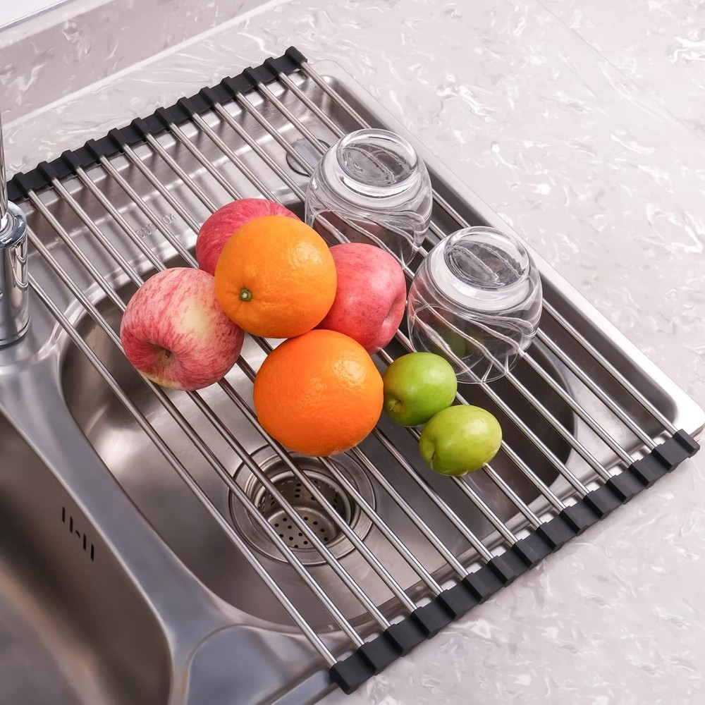 Roll Up Dish Drying Rack Over The Sink Drying Rack for Kitchen Counter, Rolli...