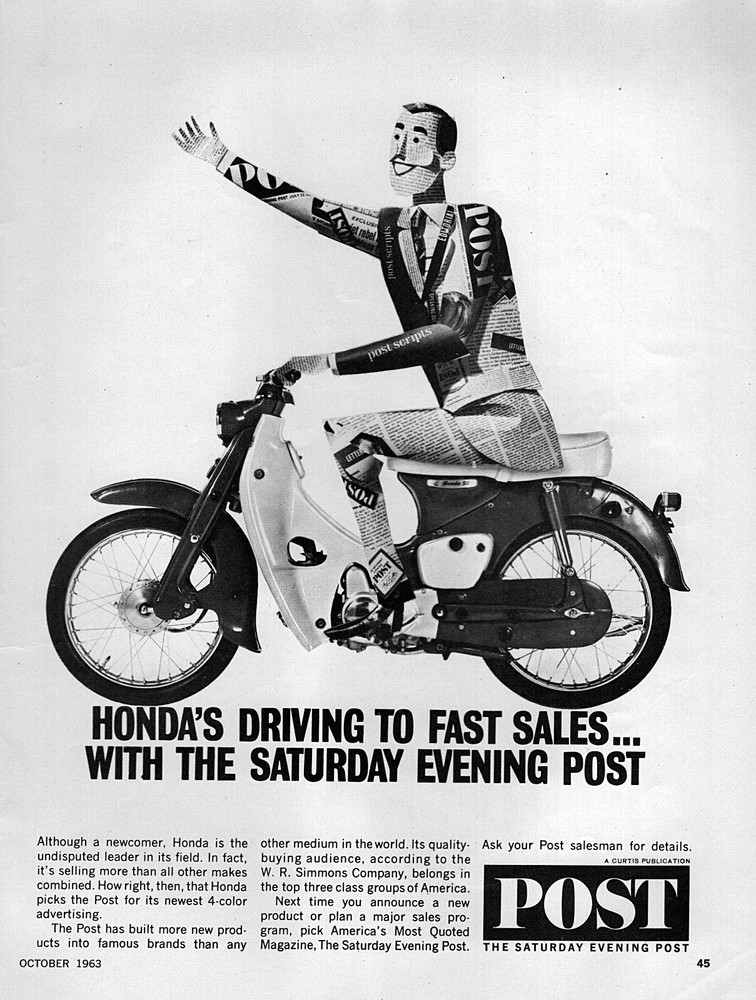 1963 Honda 50 Motorcycle Original Print Ad