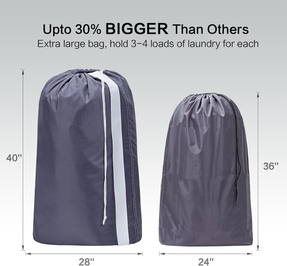 Large Capacity Nylon Laundry Bags (2 Pack) - Durable & Stylish Storage Solution