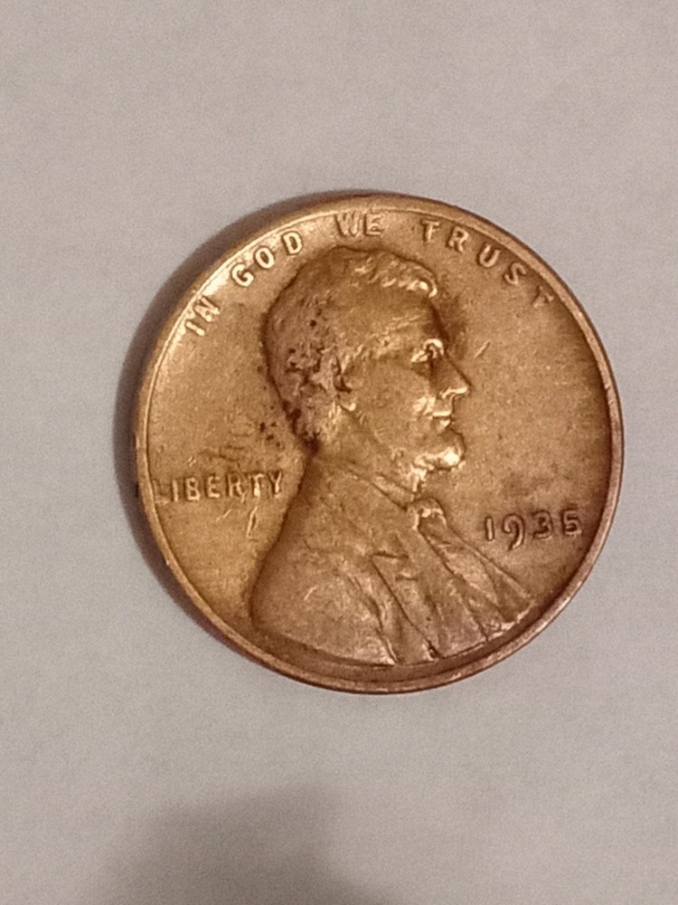 1935 wheat penny, #1, L error, red, quantity=1