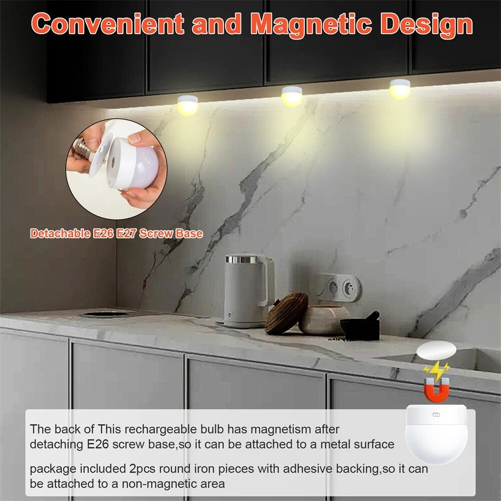 RGBCW LED Bulb E26 E27 - USB Rechargeable 3W 1800mAh Color Changing