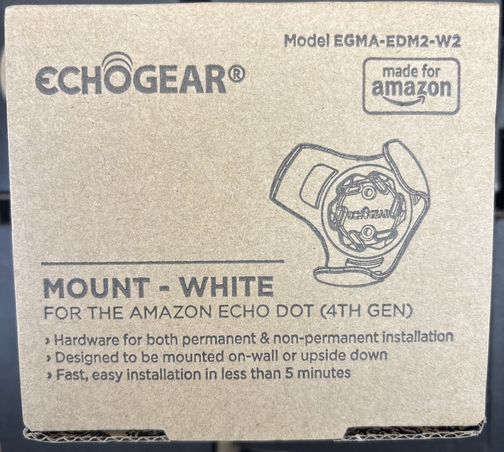 Echogear Wall Mount White For Amazon Echo Dot EGMA-EDM2-W2