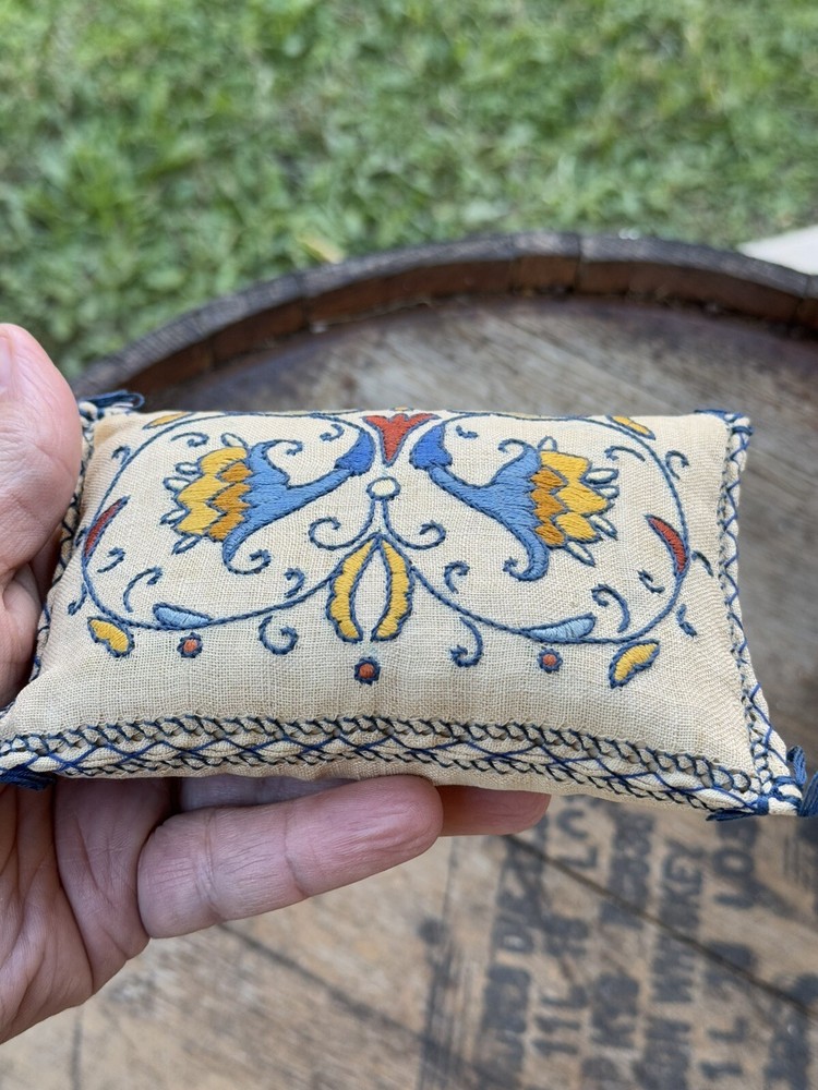Antique Crewel Work Pin Cushion