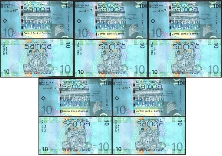 Samoa - 5 pcs x 10 Tala 2008 UNC Pick 39a Lemberg-Zp