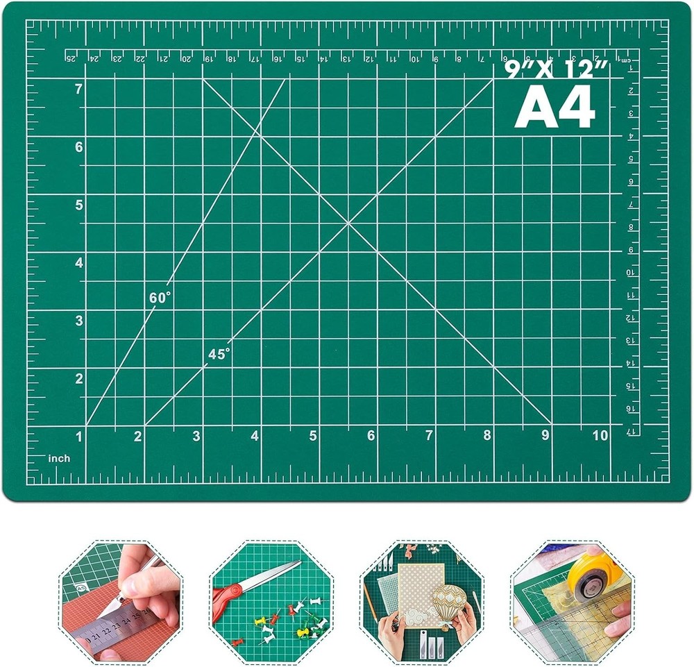 Double-Sided 12x9 Inch Self-Healing Cutting Mat for Sewing and Creative Projects