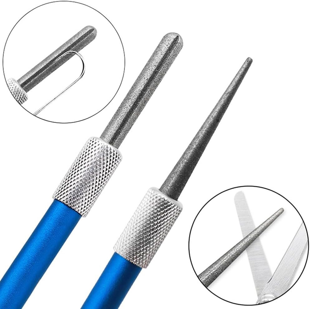 2Pcs Serrated Knife Sharpener, Retractable Diamond Sharpening Rod Multifunctiona