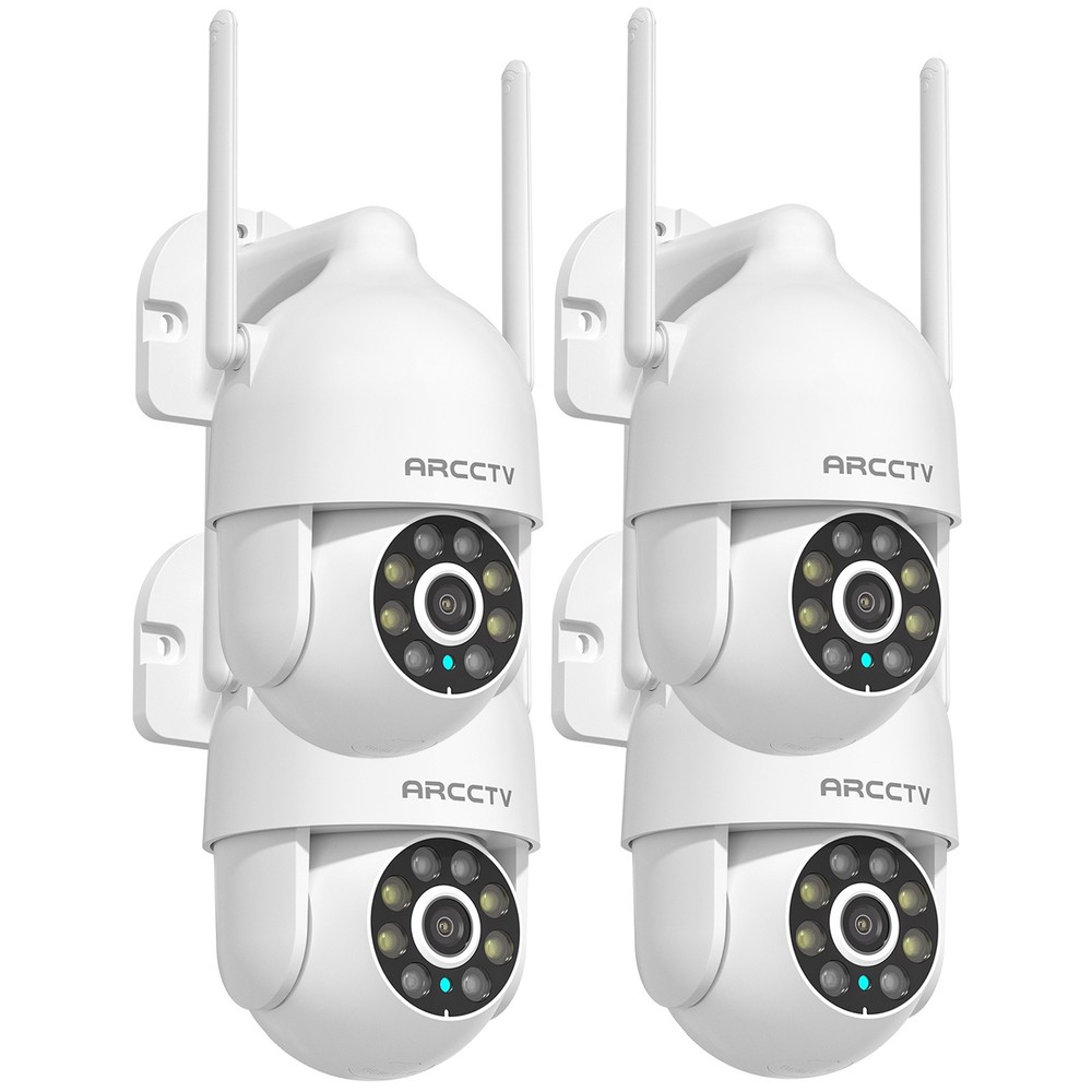 4Pack Wireless 5G WiFi Security Camera System Smart 3MP Outdoor PTZ Night Vision