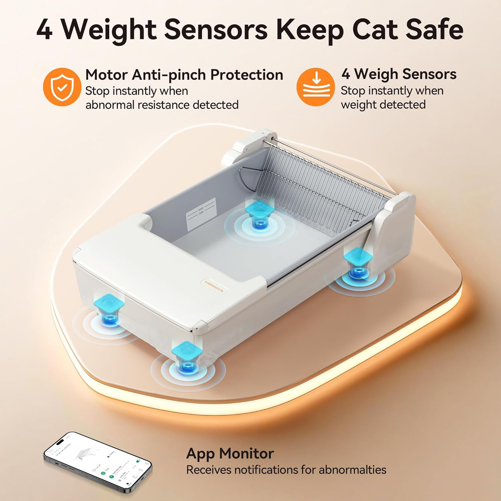 Automatic Litter Box, Self Cleaning Cat Litter Box with App Control, Open Top Ca