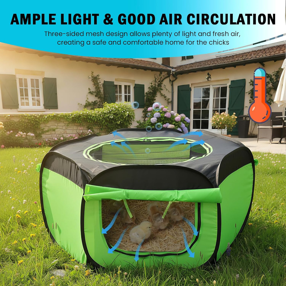 Chicken Brooder Box for Chick Starter Kit Upgrade Three-Sided Mesh Window Broode