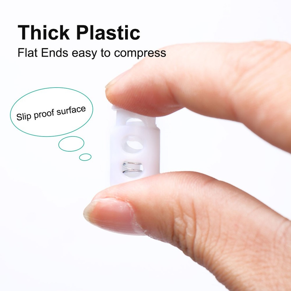 12pcs Plastic White Cord Lock Stopper End Spring Toggle Slider Organizers