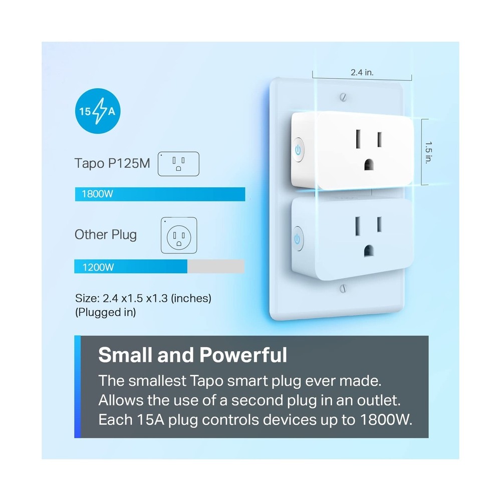 TP-Link Tapo Matter Supported Smart Plug Mini, Compact Design, 15A/... Fast Ship