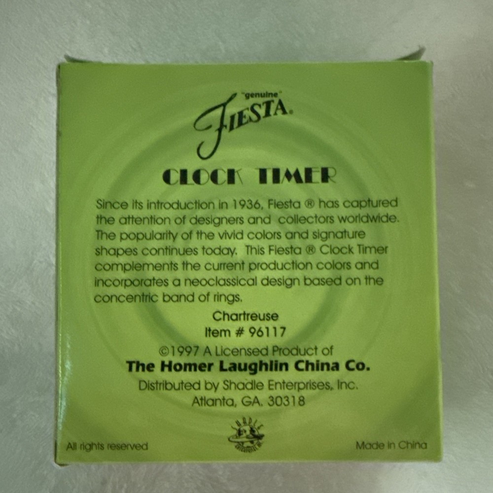 Fiesta Clock Timer Chartreuse NIB