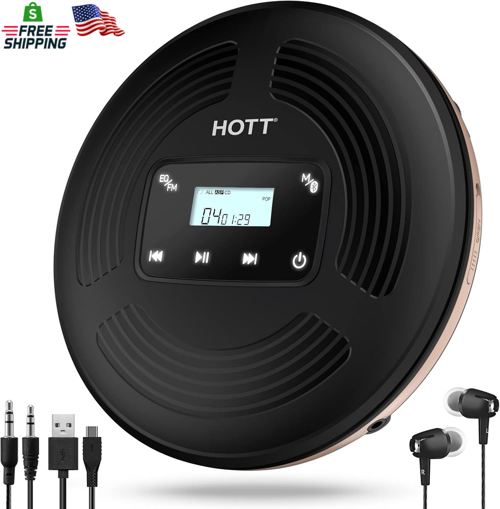 HOTT Portable CD Player with Bluetooth and FM Transmitter with Touch Buttons Bac