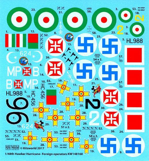 Kits World Decals 1/48 HAWKER HURRICANE Fighter Foreign Operators Part 2