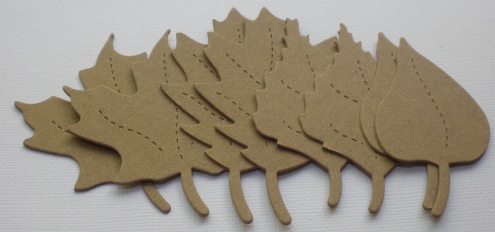 {12} ASSORTED NATURE LEAVES - Autumn Leaf Foilage - Bare Chipboard Die Cut