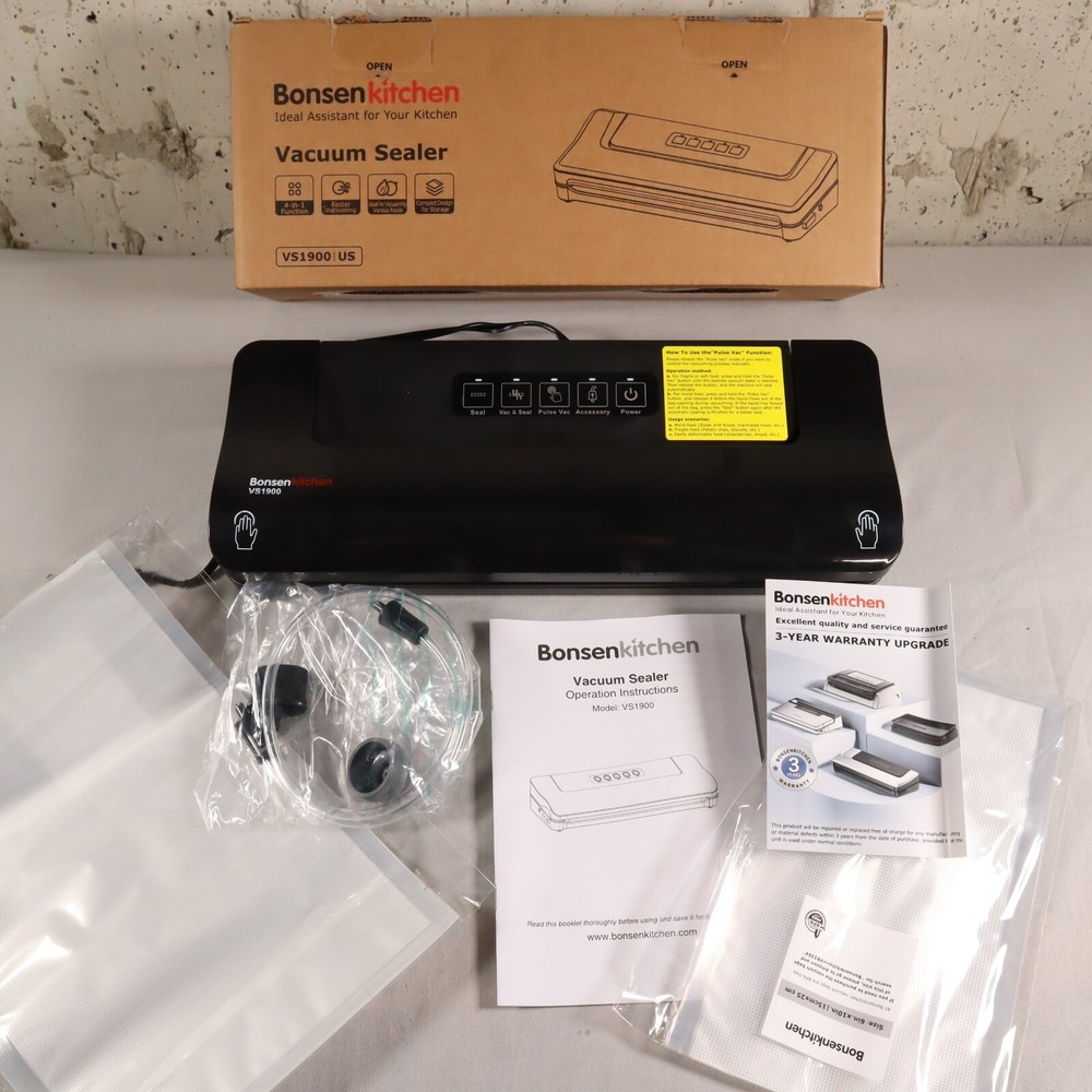 Bonsenkitchen Vacuum Sealer 4-In-1 Function Compact Design VS1900 15"X6"X3"
