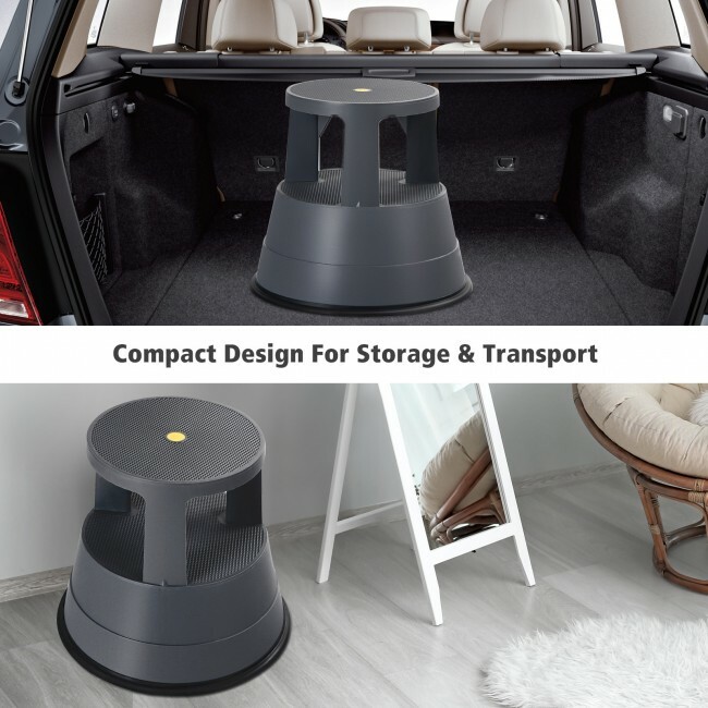 Kick Stool Rolling Step Stool W/Non-Slip Rubber Platform 330LBS Capacity Kitchen