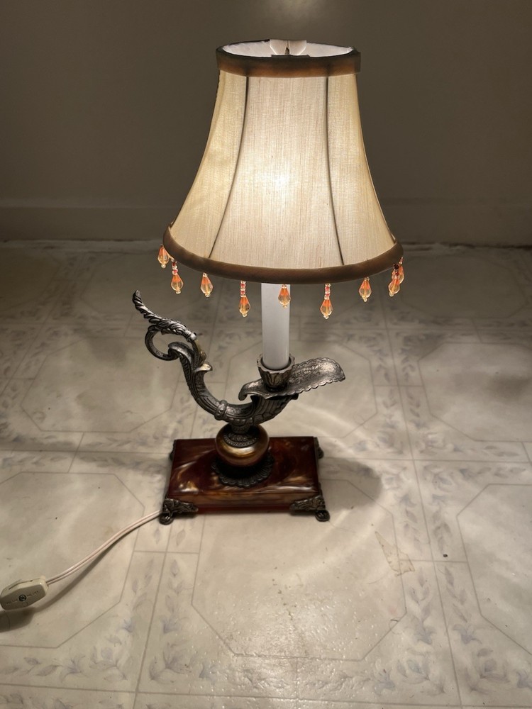 NIGHT LIGHT BRASS MARBLE BASE CANDLE BULB