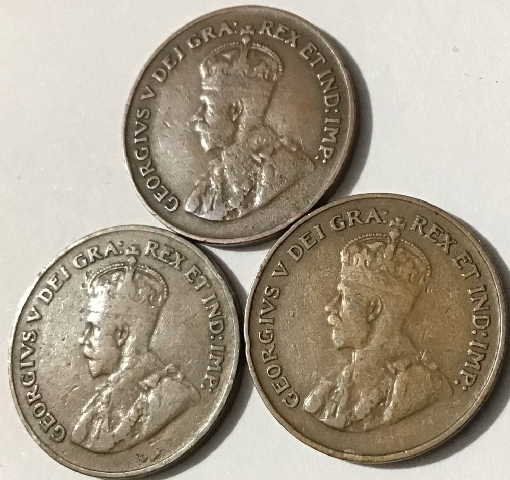 1922 1923 1925 Canada Small Cent BROWN