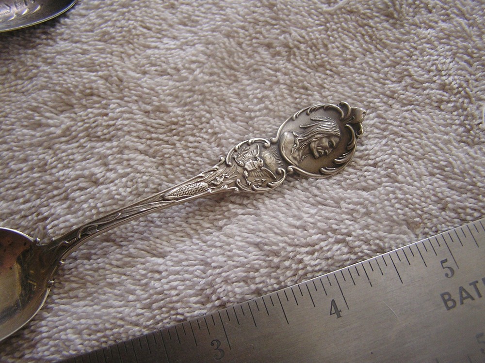 Sterling Silver Souvenir Spoon Corn Stalk Eagle