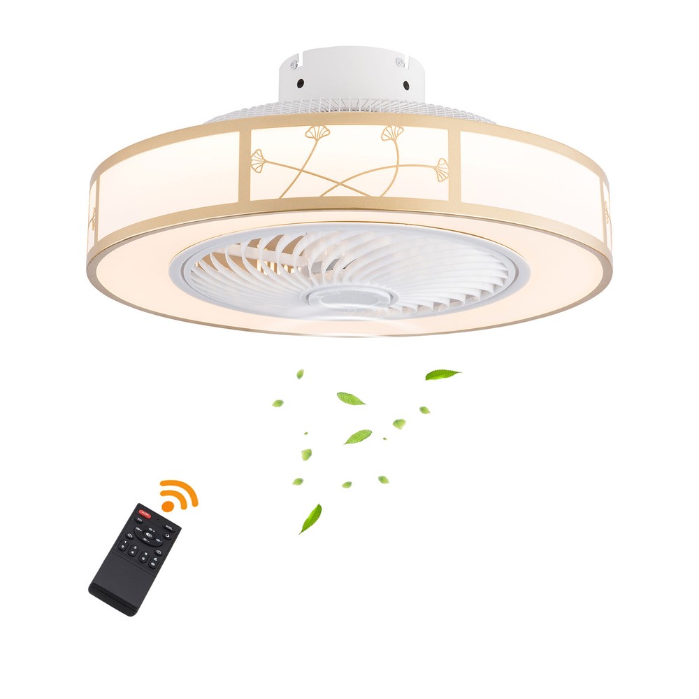 40W LED Ceiling Fan Light Caged Low Profile Ceiling Fan Lamp W/ Remote Control