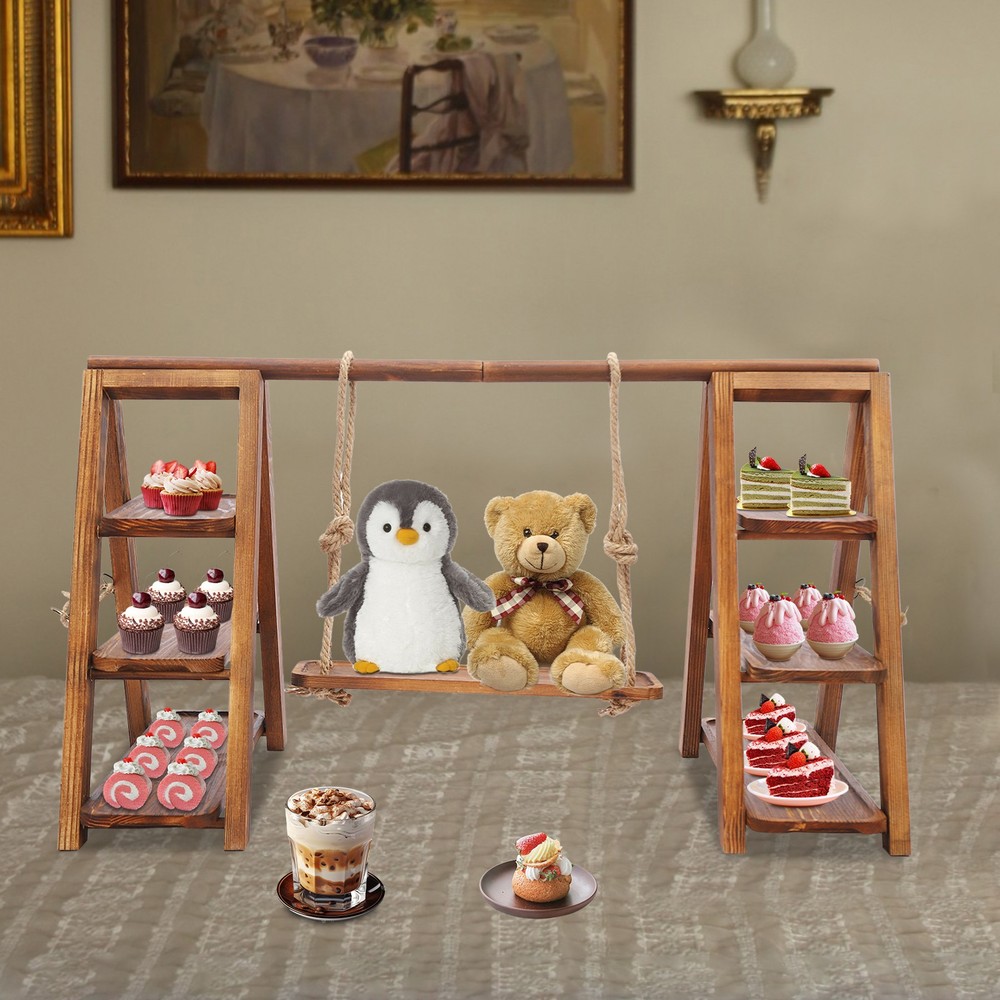 3 Tiers Solid Wooden Simplicity Serving Tray Dessert Stand Decor Cupcake Stand