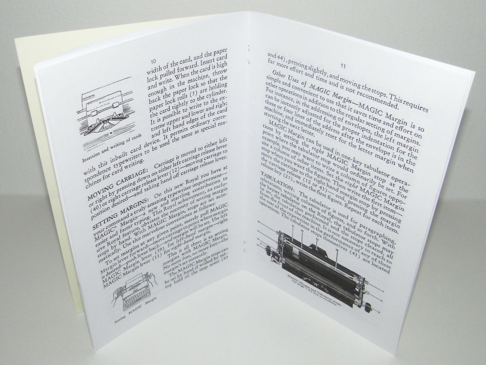 ROYAL KMM TYPEWRITER INSTRUCTIONS REPRODUCTION