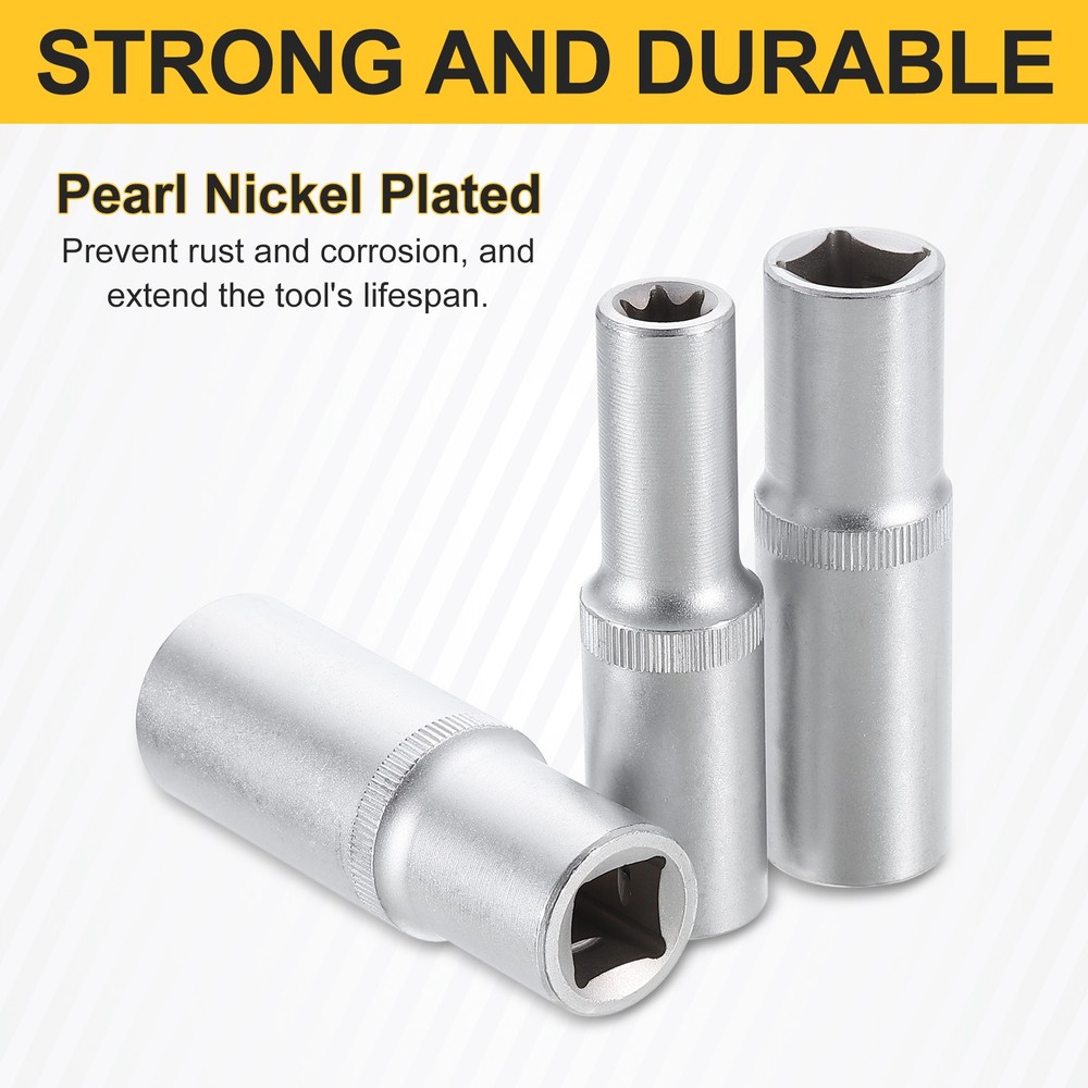 E-Torx Socket 1/2" Drive E14 External Torx Deep Socket CR-V 6 Point Star Socket