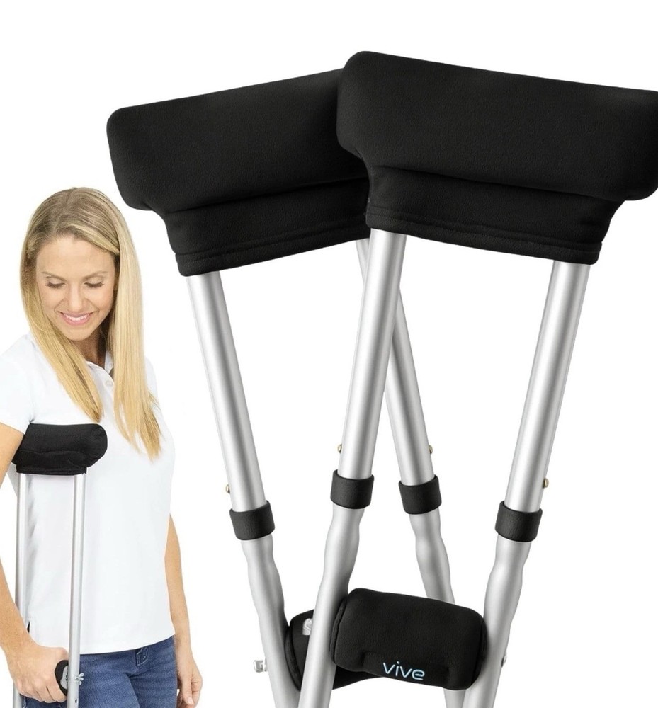 Vive Premium Crutch Pads & Hand Grips - Comfortable, Breathable, Machine