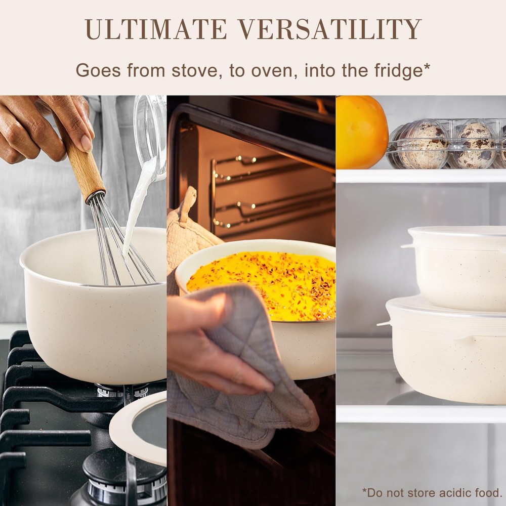 Nonstick Cookware Set - Stackable Pots and Pans Set Detachable Handle Camping...
