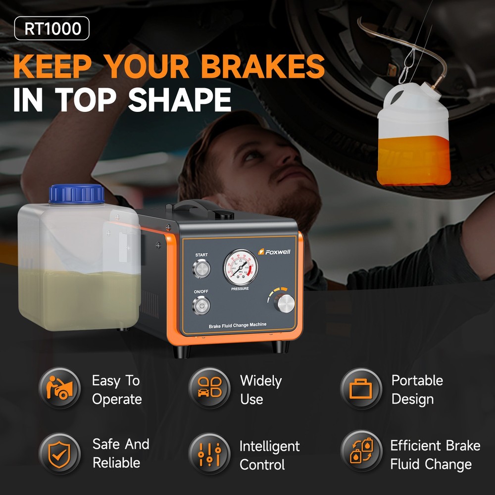 Foxwell RT1000 Auto Brake Bleed Machine with Tools - Complete System Bleeder Kit