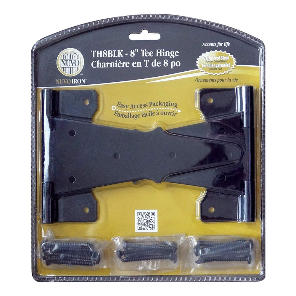 TH8BLK Black Galvanized Steel 8" Tee 2 pcs Hardware Gate Hinge