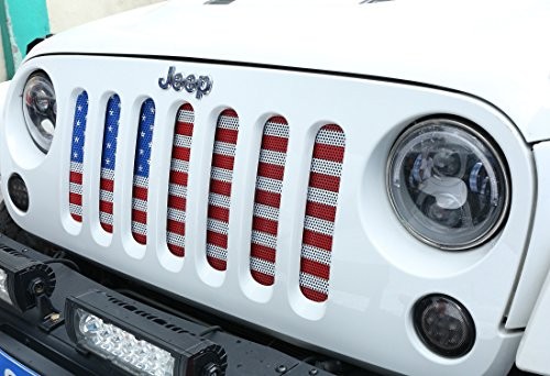 JK Front Grill Mesh Grille Insert Bug Screen US American Flag for 2007-2018