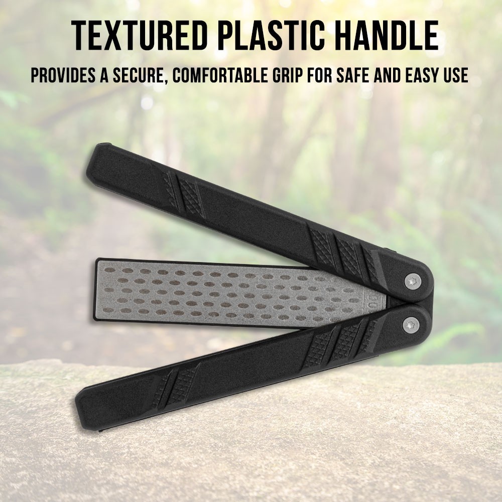 Max Edge Black Sharpener | Diamond-Coated Surface | Dual-Grit 400/1000 Stone