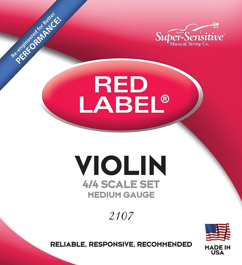 Super Sensitive Red Label Violin Strings Full Set 4/4 M Medium RED 2107