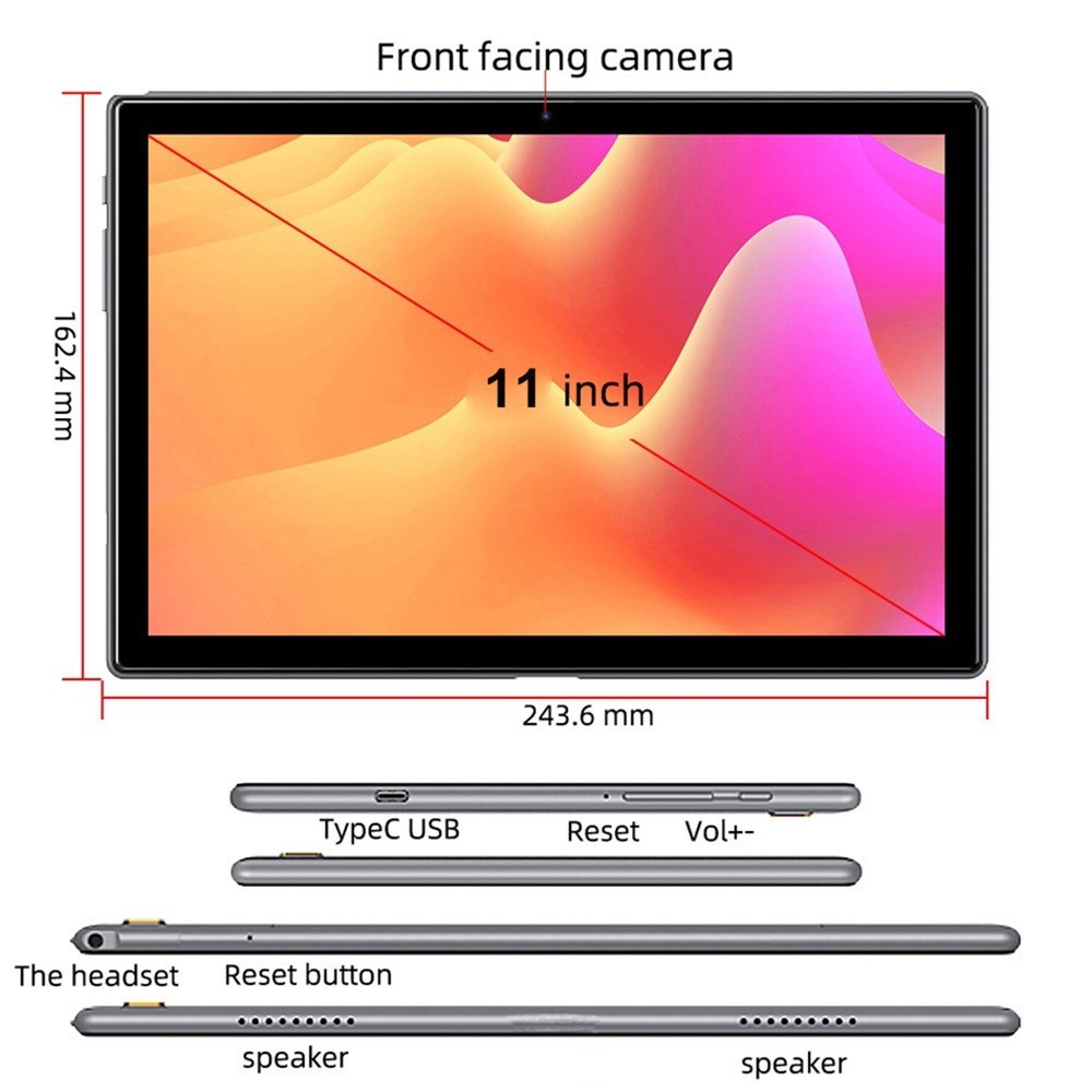 11 in 4G Tablet Android 11, 8GB RAM 256GB ROM 1920x1200 IPS Bundle Keyboard Case