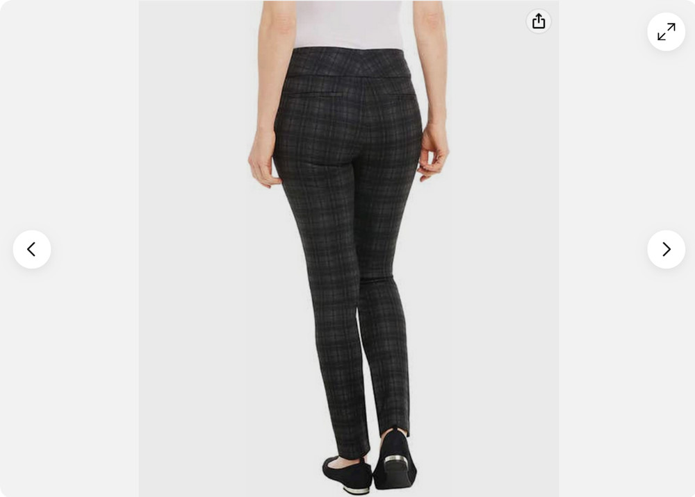 DALIA WOMEN'S BUILT IN PULLON TUMMY CONTROL PANEL PANTS (BLACK PLAID XLARGE)NWT