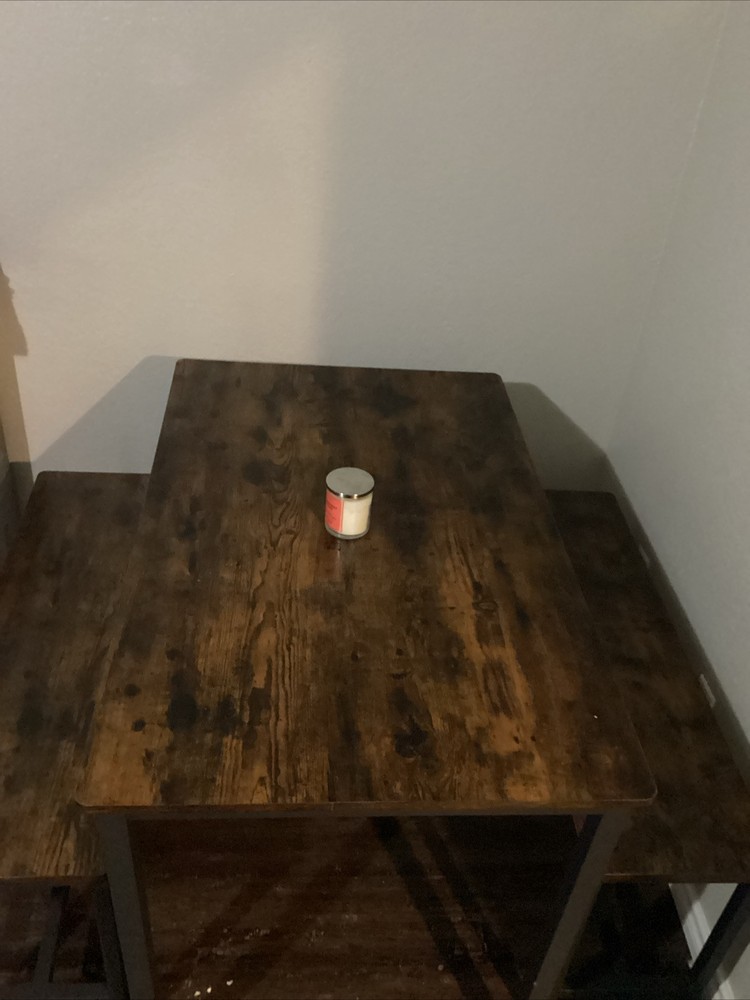 Dining Table Set for 4, Industrial Kitchen Table Set w/ 2 Benches, Space-Saving