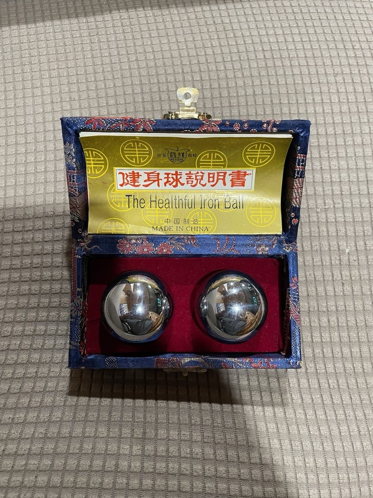 BAODING IRON BALL CHIMES DIRECTION VINTAGE 1985 WITH GREEN CASE & INSTRUCTIONS