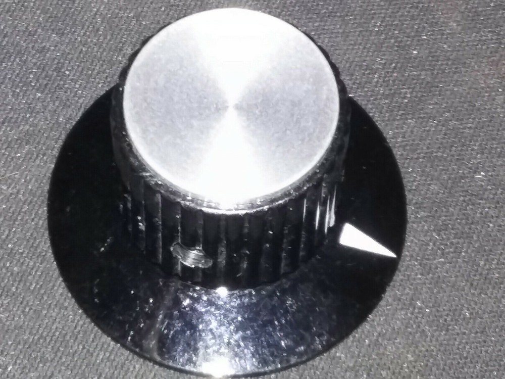Vintage electronic control knobs 1/4” shaft Two Tone Plastic/Alum. Top