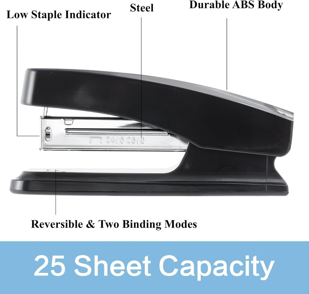 M&G Desktop Stapler with 25 Sheet Capacity, Two Binding Modes, Basic Stapler Set