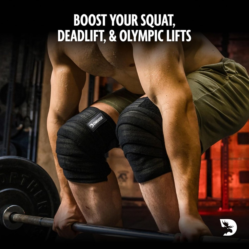 Reinforced Elastic Knee Wraps - 78" Support for Powerlifting & Joint Stability