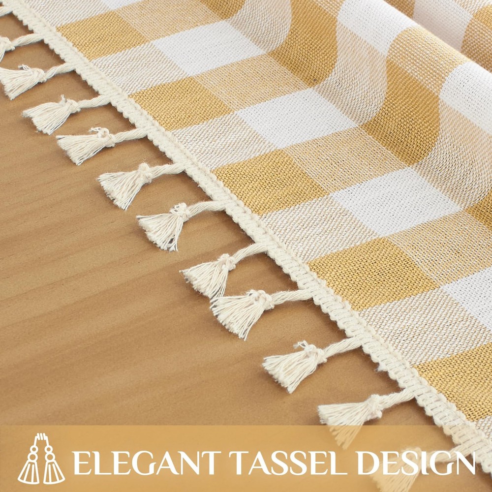 Softalker Checkered Tablecloth 55" x 84" (Rectangular), Yellow Plaid