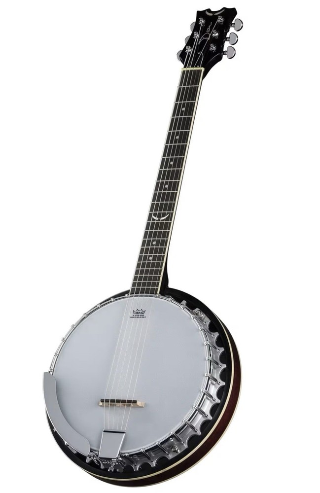 Dean 6-String Closed Back Banjo Polished Finish Black Silver Hardware