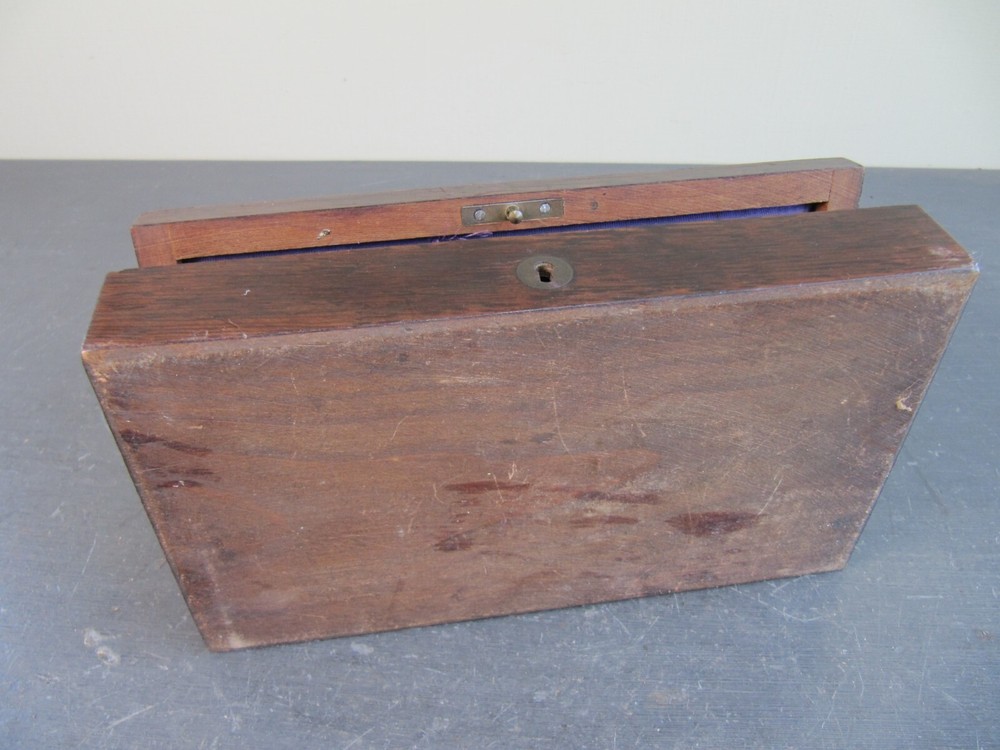 Antique Brass Drawing Engineering Draughtsman's Tools in Rosewood Box