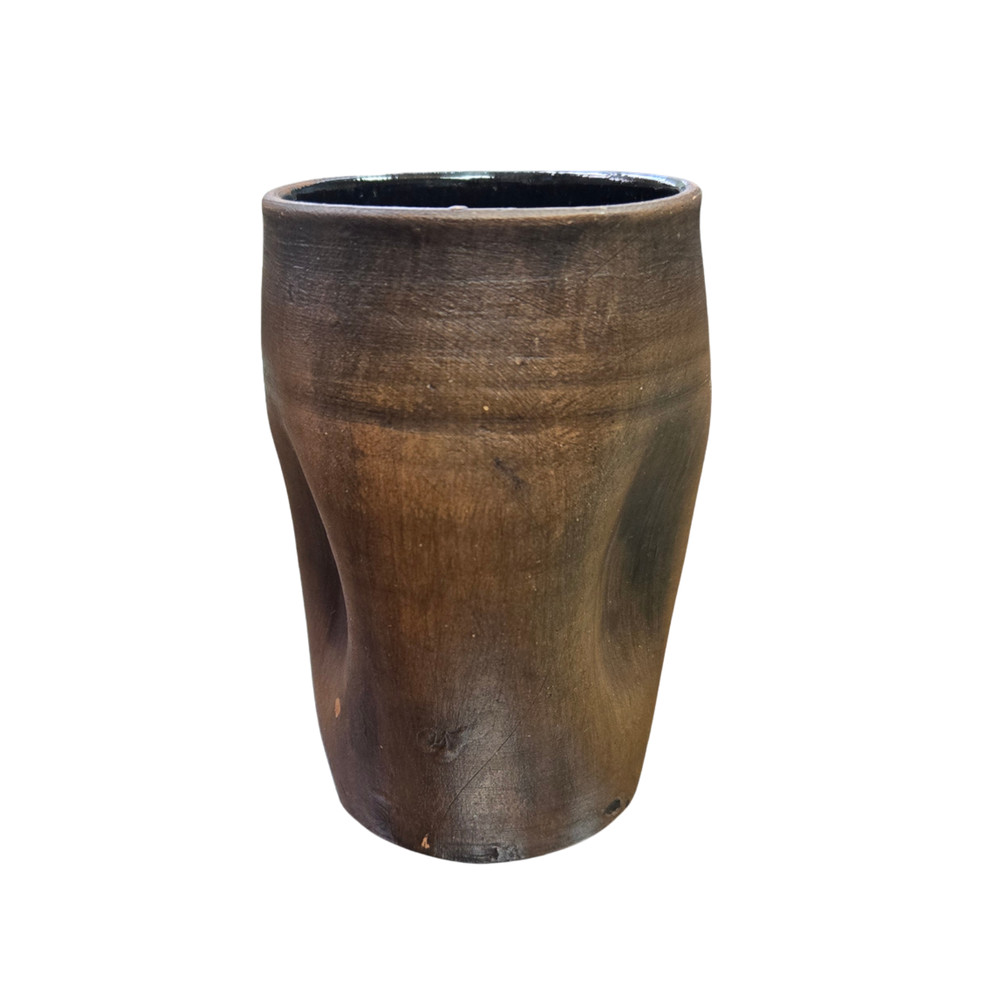 Vintage Mexican Pottery Mug Rustic Handmade Studio Cup Brown Glaze